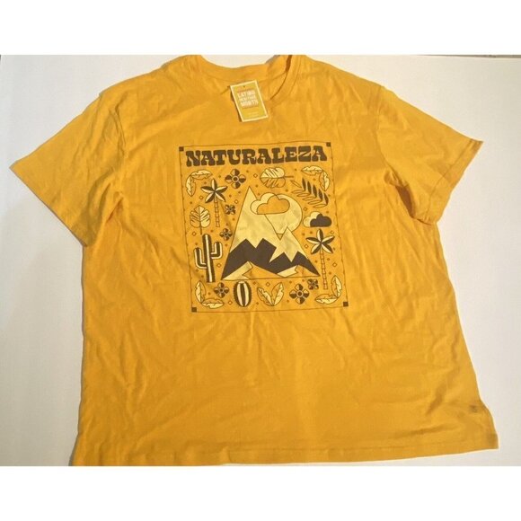 Well Worn Tops - Latino Heritage Shirt Unisex Naturaleza Mountains Yellow Graphic T Shirt XXL